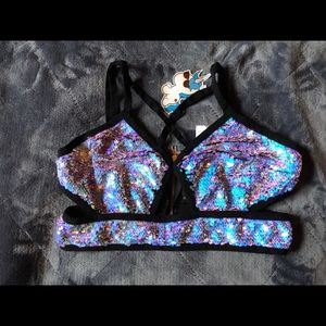 Sequined crop top